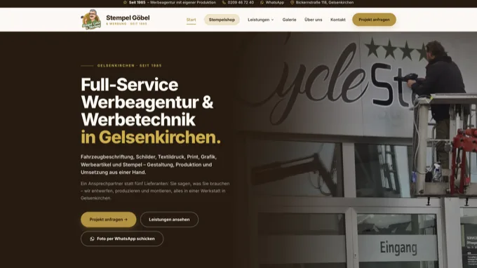 Stempel Göbel & Werbung – Website von Web.Agentur Köln